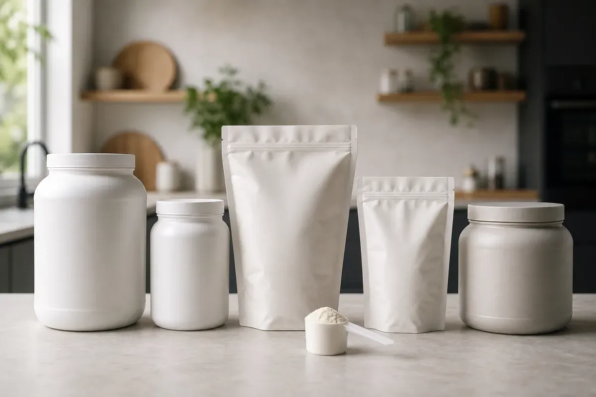 Comparaison de produits — image d'illustration ; Nutrimuscle, marque française premium avec traçabilité du lait breton