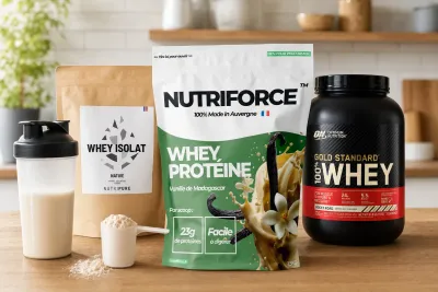 Meilleures Whey 2026 — Top 5 Testées, Comparatif par Profil