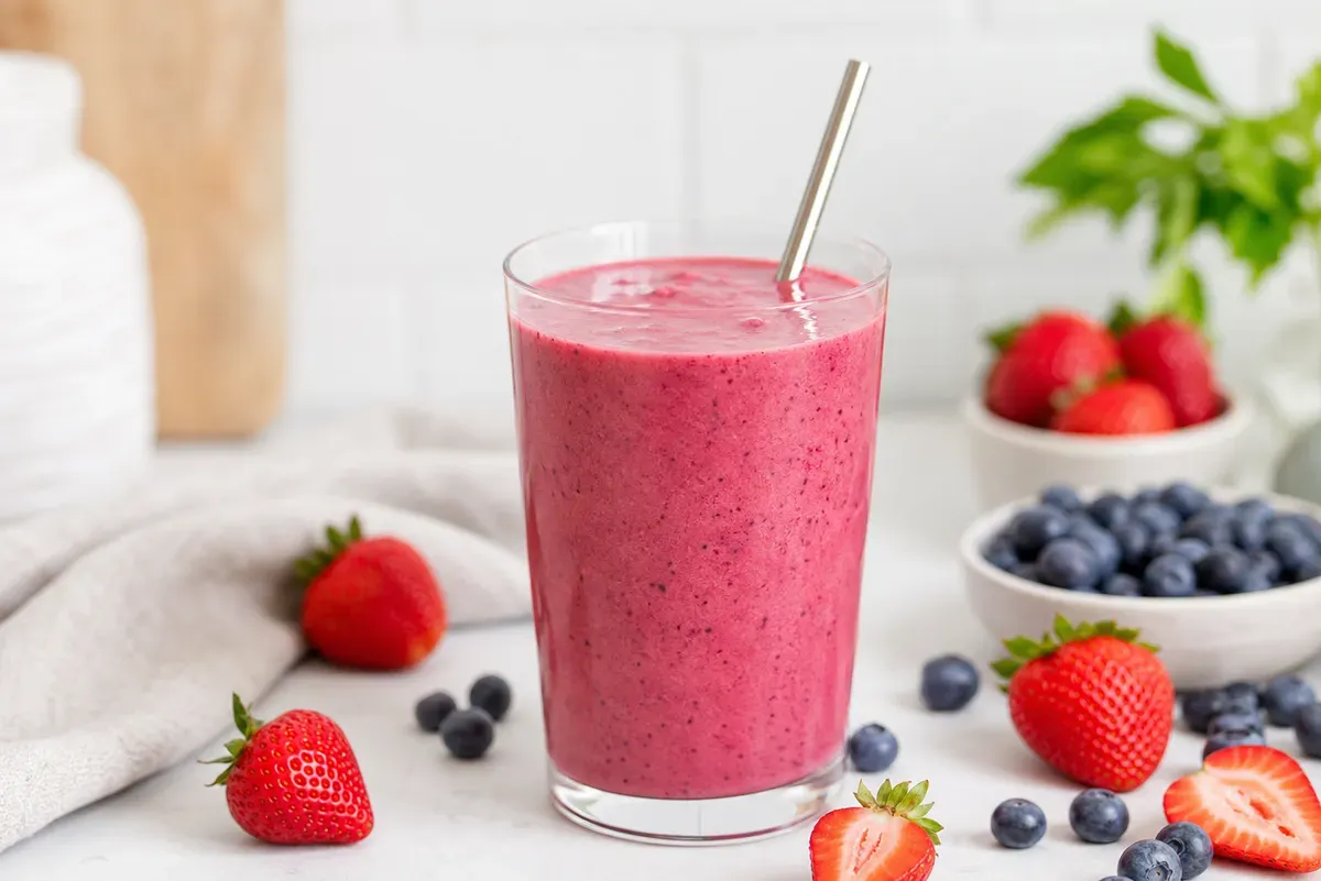 Smoothie aux fruits frais dans un verre